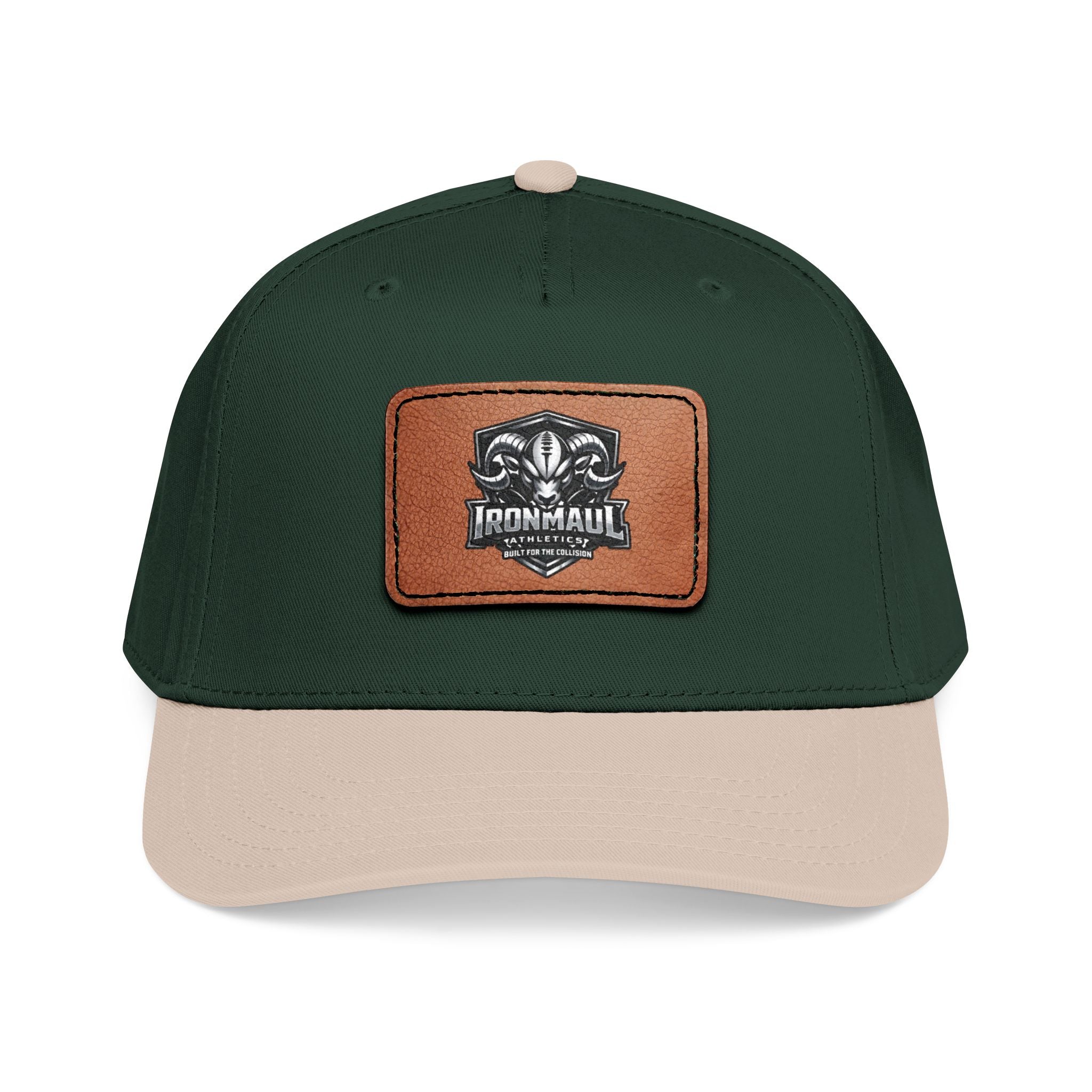 Mid Profile Baseball Cap with Leather Patch (Rectangle)